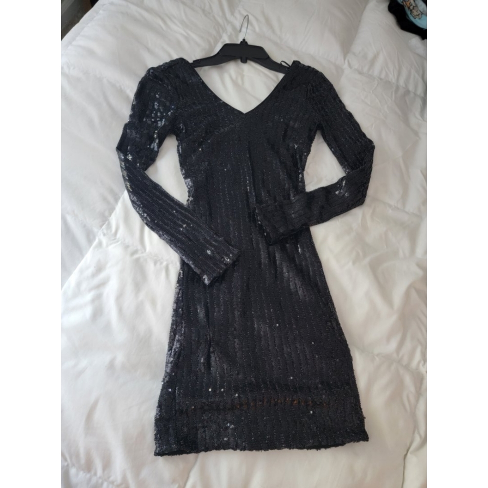 Guess Black Sequin Bodycon Cocktail Dress
